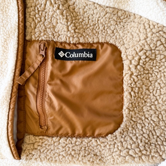 SOLD Columbia Lodge Sherpa pullover two toned cream brown woman small - Picture 2 of 4